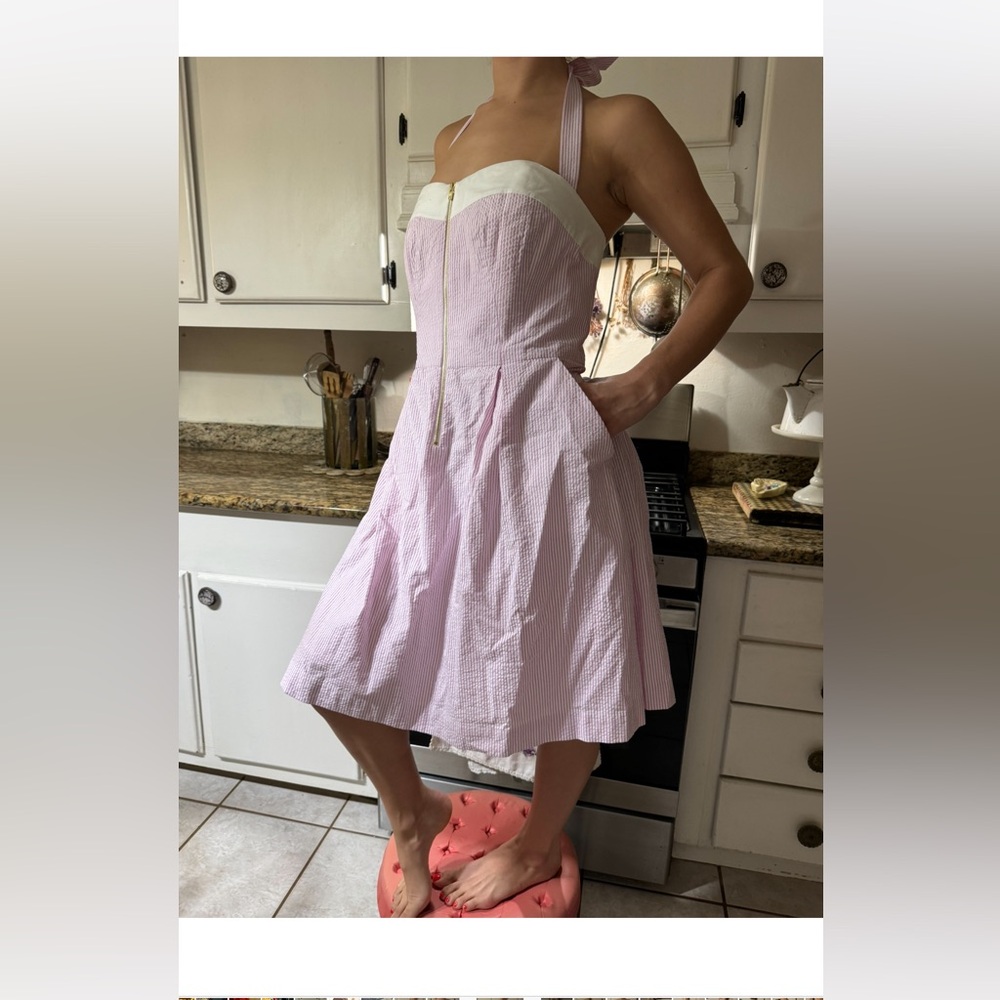 Pink Strapless Sundress with Sweetheart Neckline for Cocktail